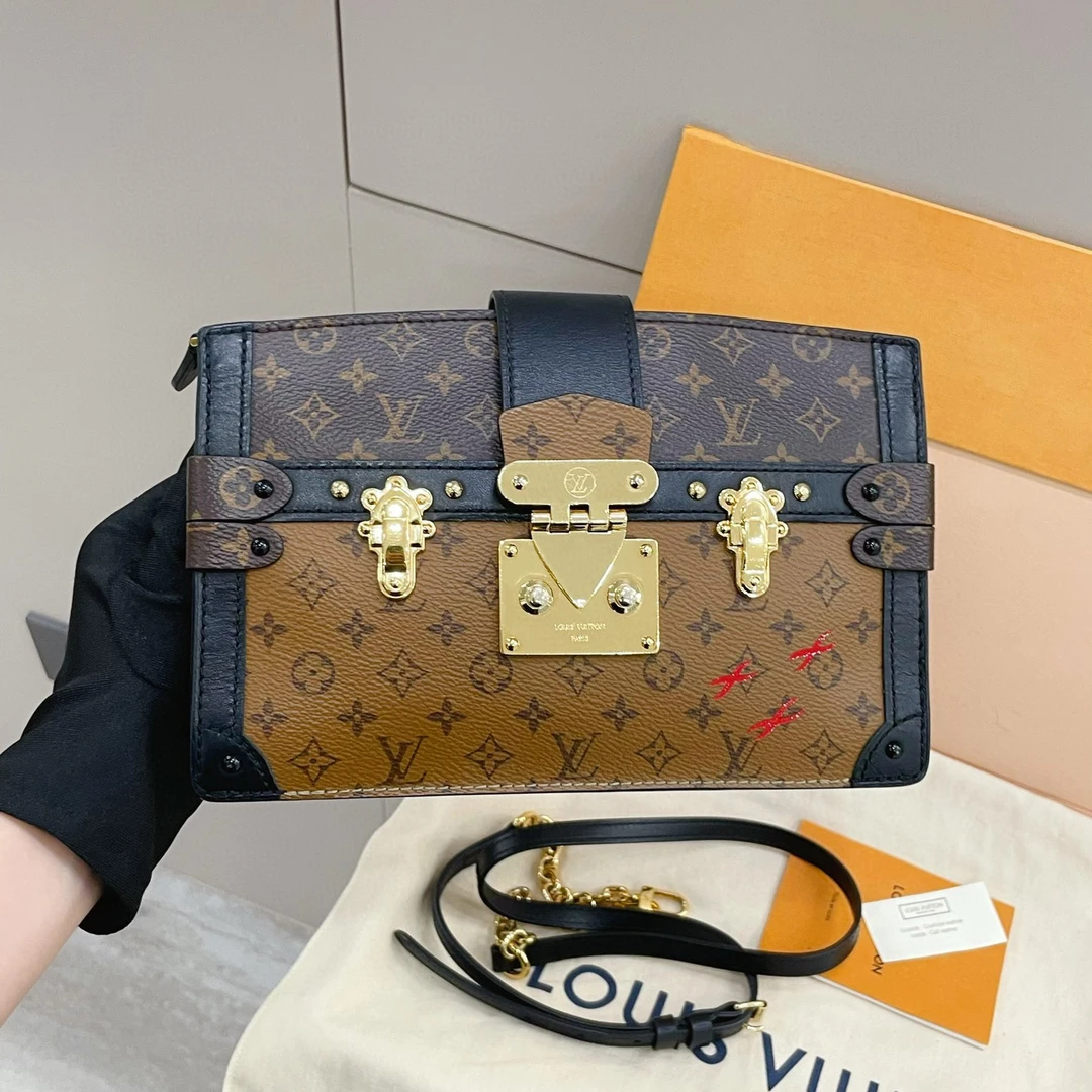 95新 LouisVuitton/路易威登 trunk clutch老花软盒子 /7AH33112