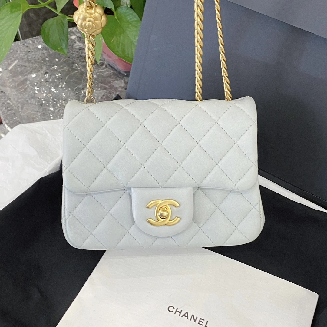 95新 Chanel/香奈儿 经典山茶花方胖子链条斜挎包 拆单链接勿拍