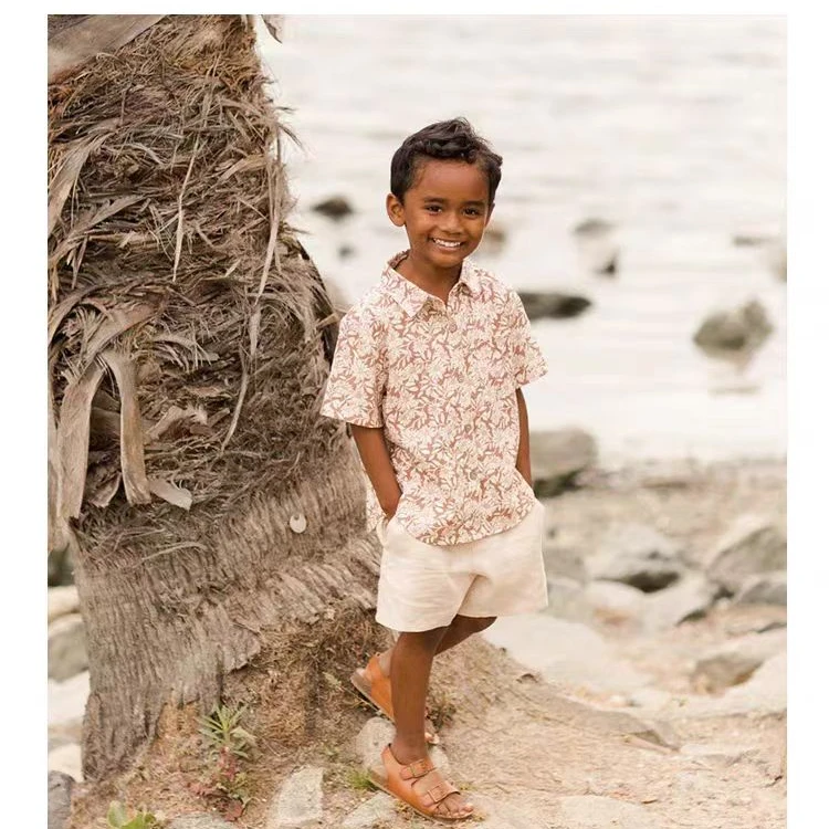 RyleeCru儿童短袖衬衫男童短衫男孩T恤24夏季新款上新