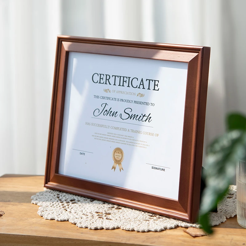 时几初高端美式实木相框复古7寸8寸10寸12照片定制摆台刻字像框架