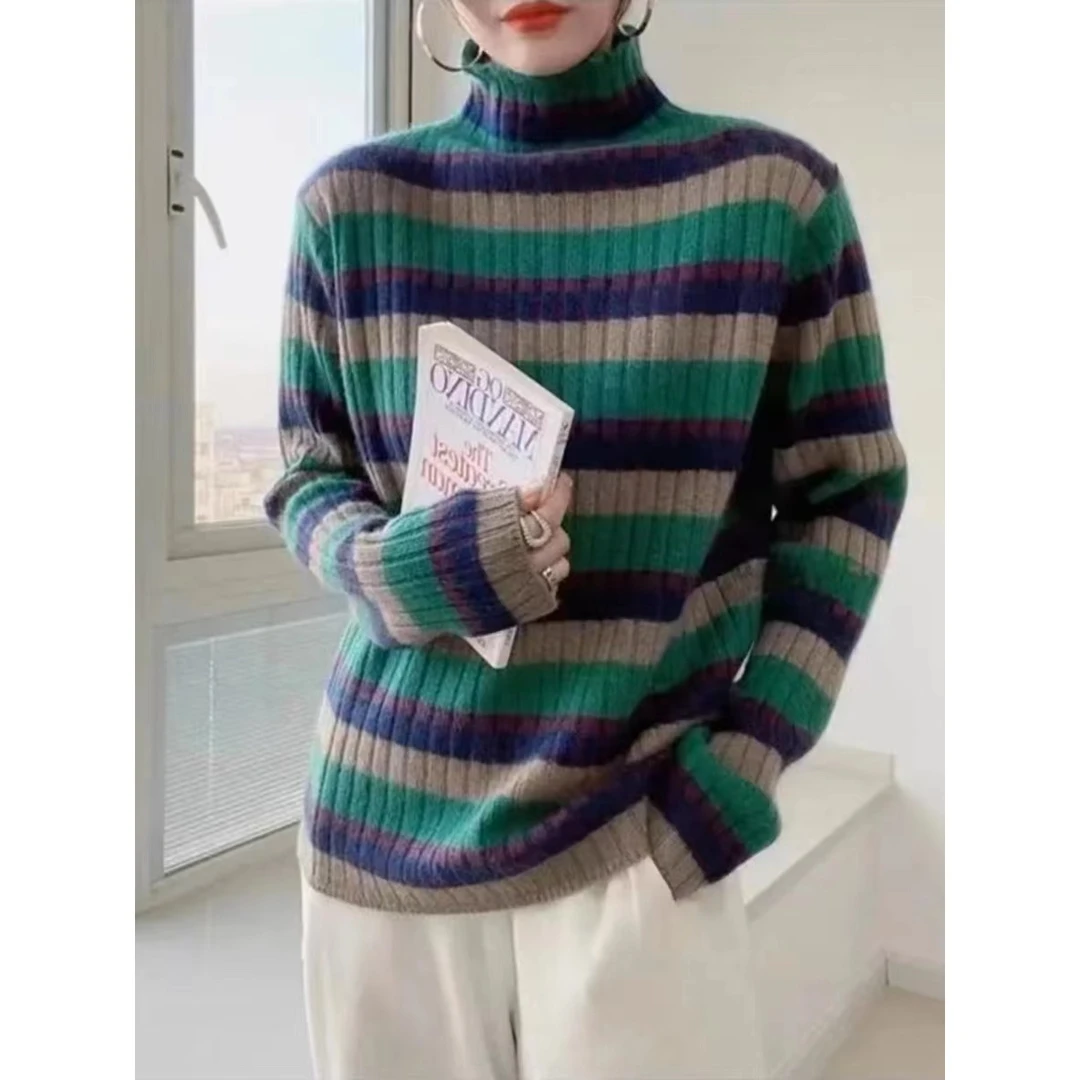 3587大码2024秋冬装半高领针织衫上衣胖mm宽松显瘦加厚打底衫毛衣