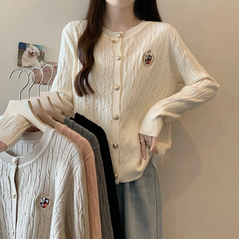 3478大码女装2025春季新款时尚针织衫上衣宽松显瘦开衫长袖毛衣