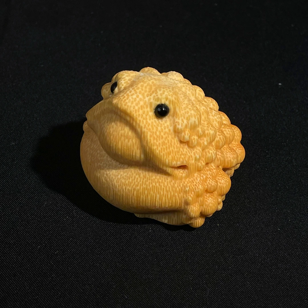 【竹艺】鹰嘴金蟾手把件 直径4.0左右 实心竹雕刻 拍下送玉化液