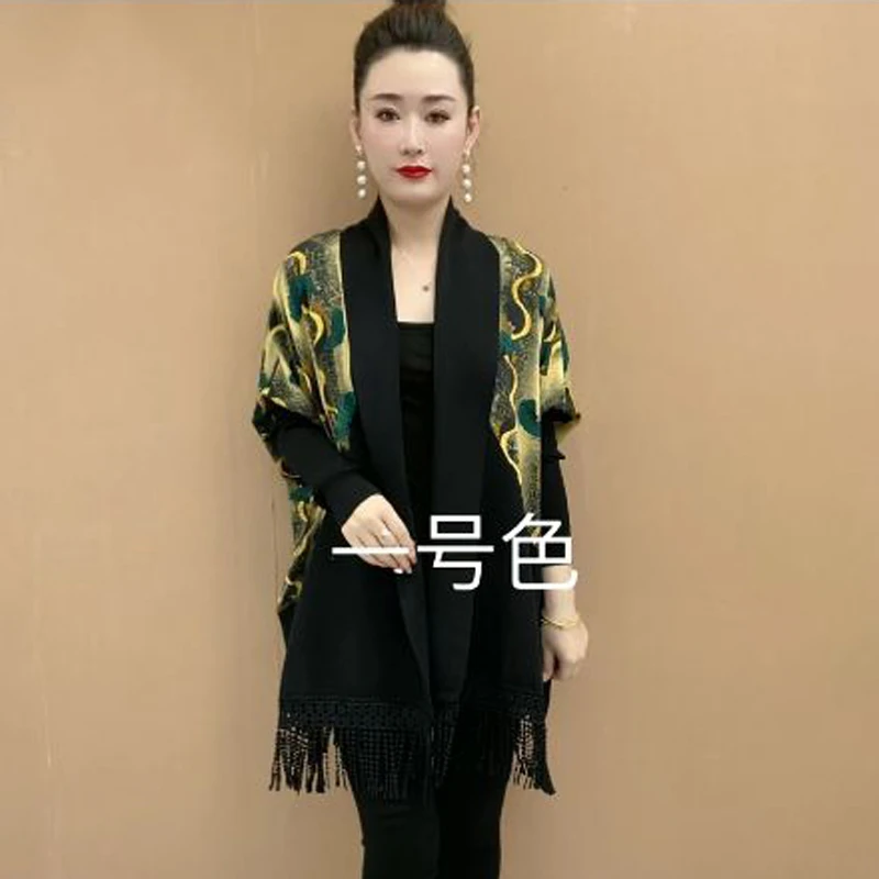 妈妈装2024新款春夏季气质重工流苏针织开衫女显瘦遮肉外穿外套女