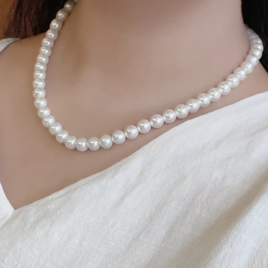 非金属仿珍珠项链 高级施家珍珠（天然贝壳贝珠）