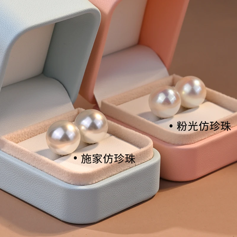 足银仿珍珠耳饰 999纯银仿珍珠耳钉女气质欧美耳饰正圆大珍珠耳环