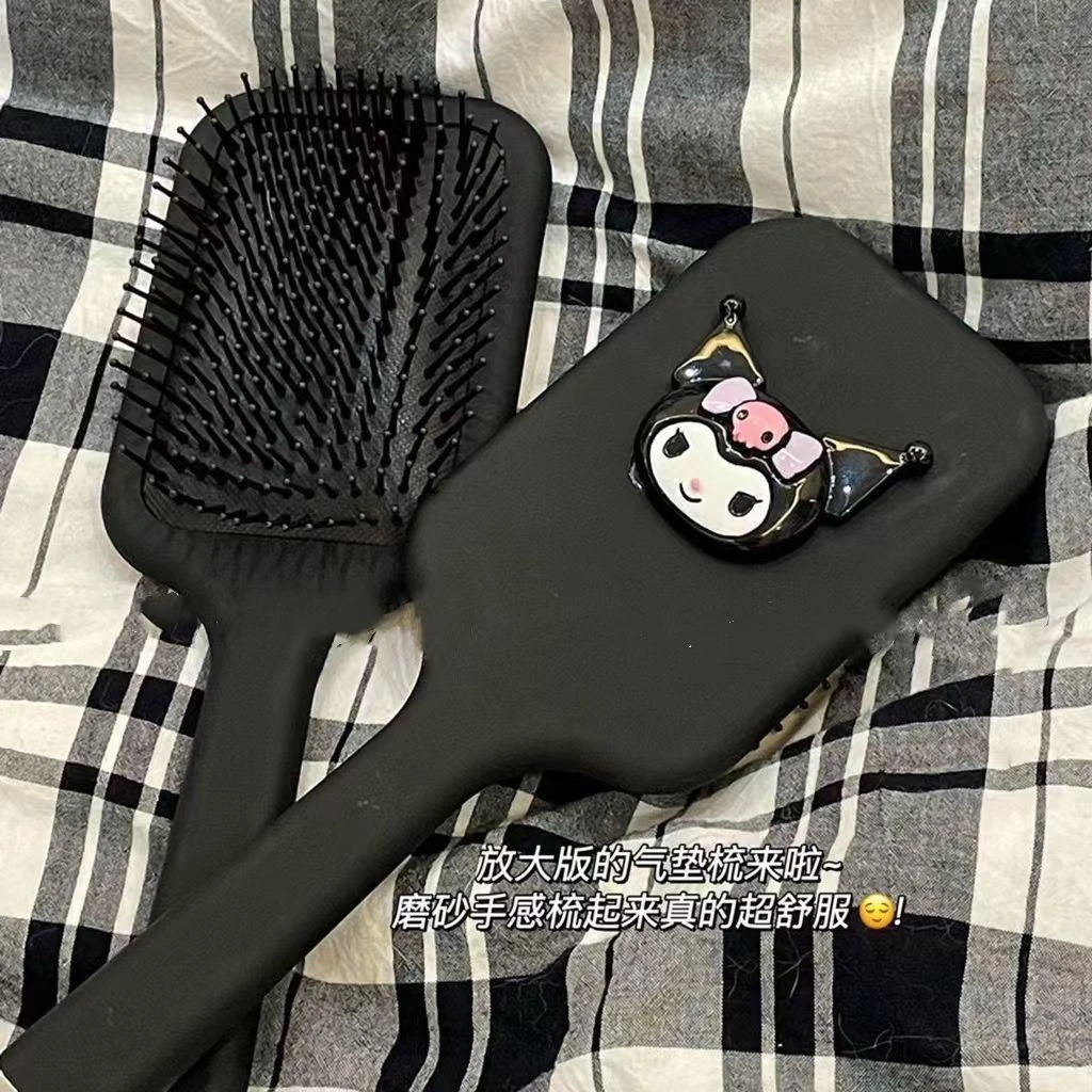 可爱卡通库洛米气垫囊梳子便携按摩梳高级黑色印花学生宿舍气囊梳