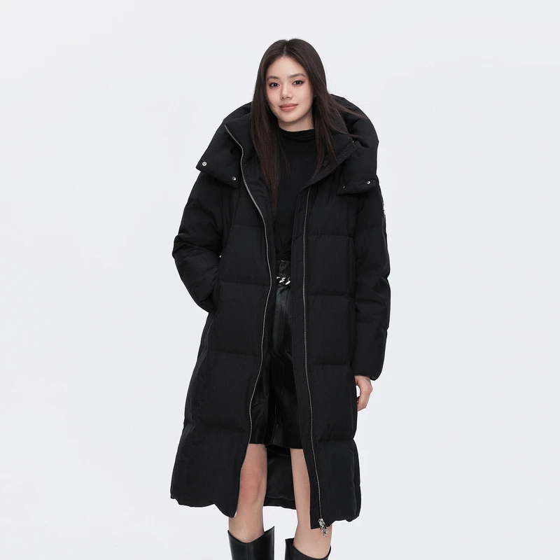 波司登2024冬季新款女长款外套黑金系列时尚高端羽绒服B40145286