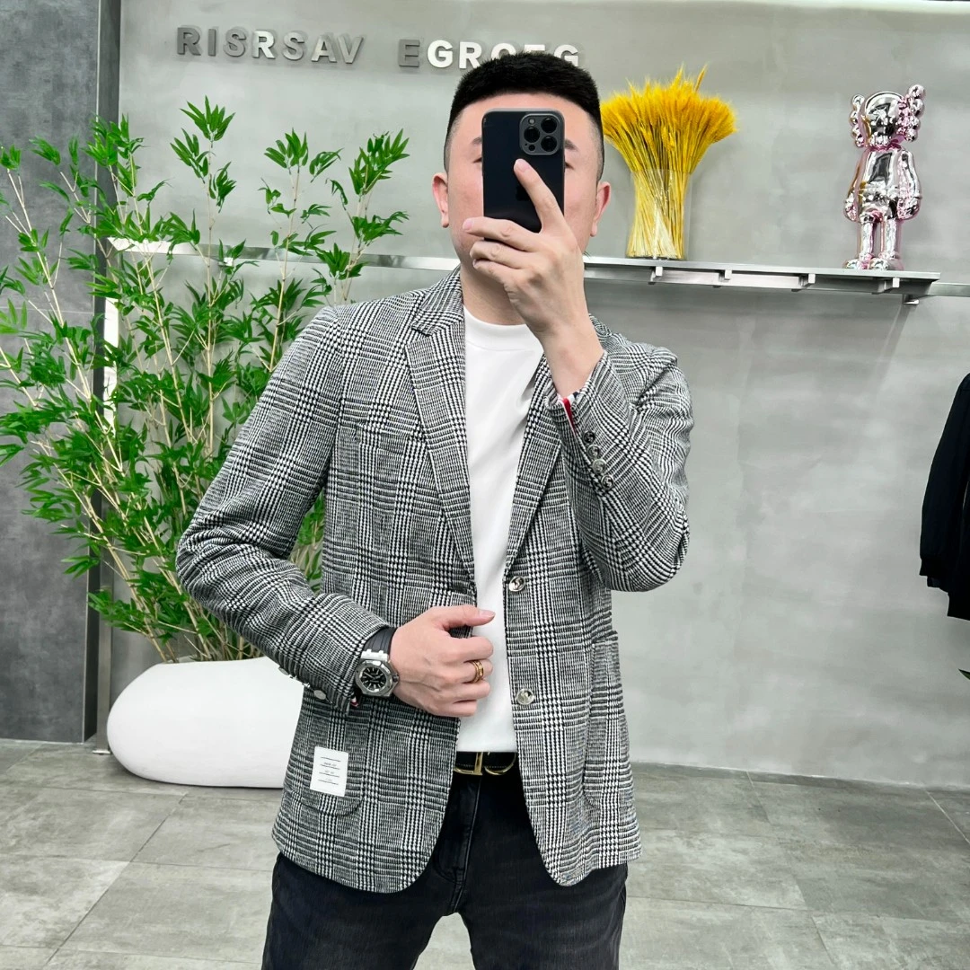 【23289】男士休闲落肩袖佤沙服饰秋季上新定制条纹百搭西服