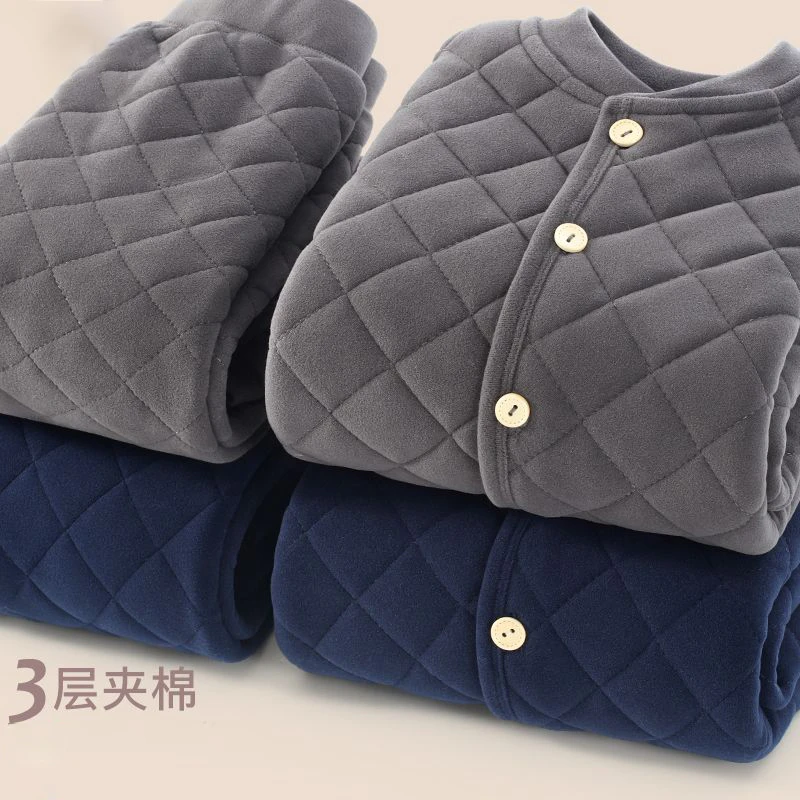 校服神器套装男女童三层夹棉保暖衣儿童秋冬无骨加绒加厚棉袄棉裤