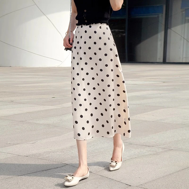 2025波点半身裙新款夏季高腰显瘦气质法式长裙中长款