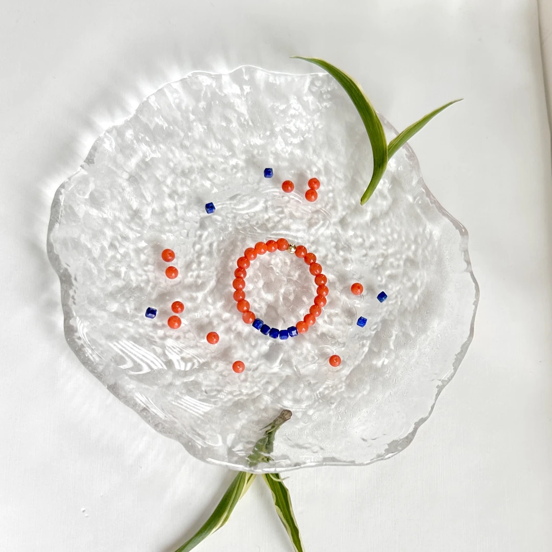 【粟缘珠宝】南红小米珠戒指柿子红满肉亮红可爱百搭清新小众简约