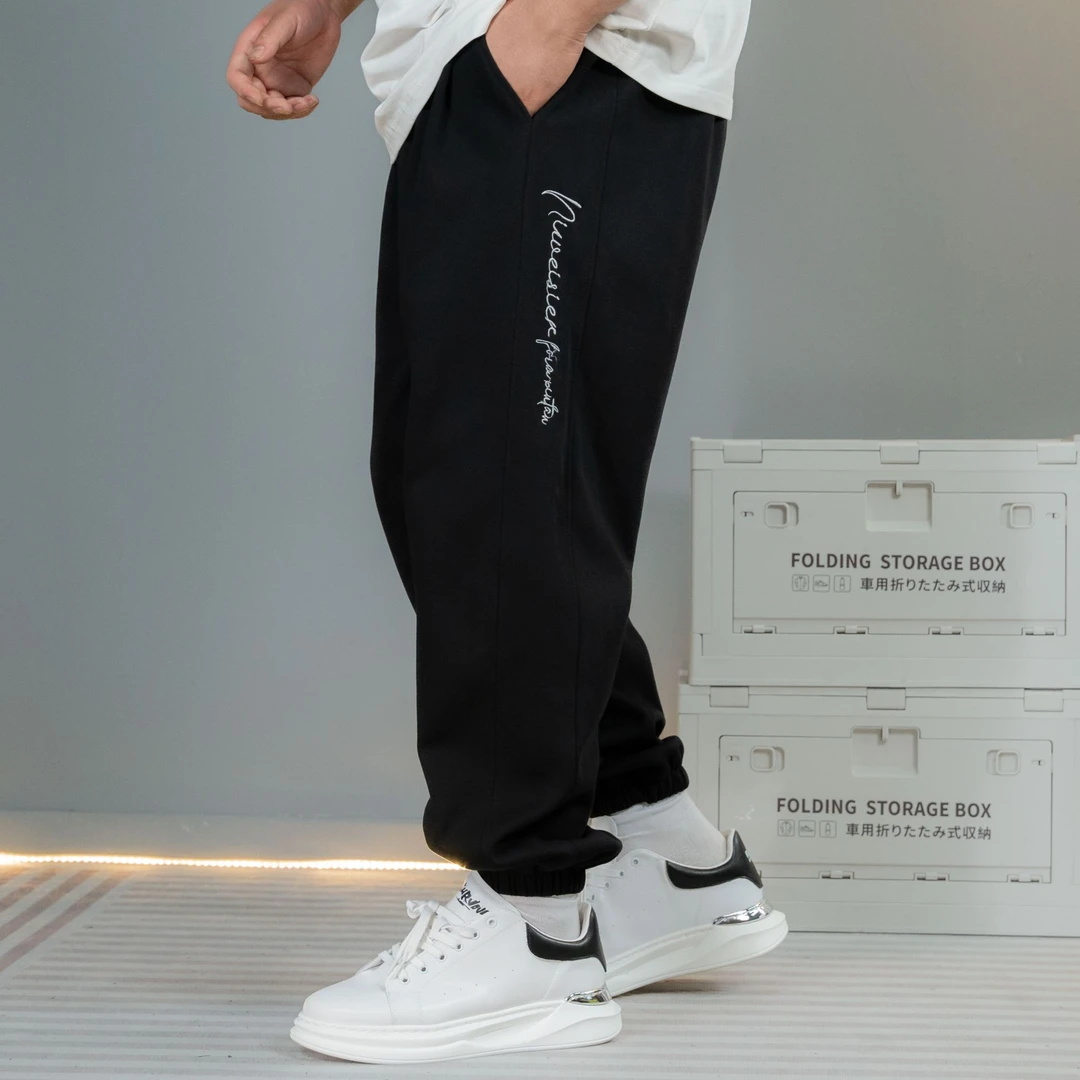 【哥特刺绣】早秋大码男士潮流百搭薄款宽松抽绳束脚休闲裤JYF-H81