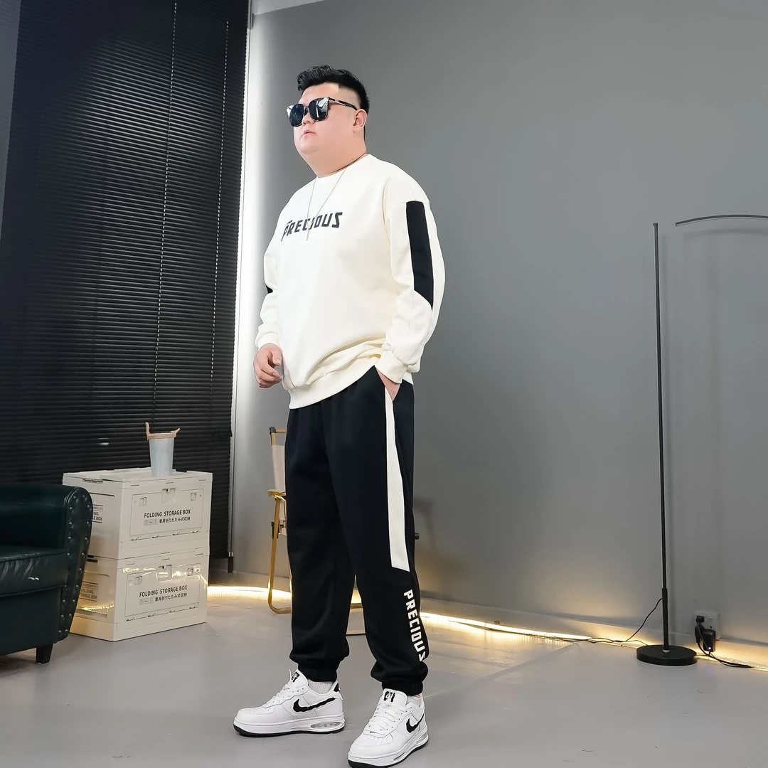 【秋季新款卫衣套装】大码拼色卫衣字母印花宽松休闲套装PC430424