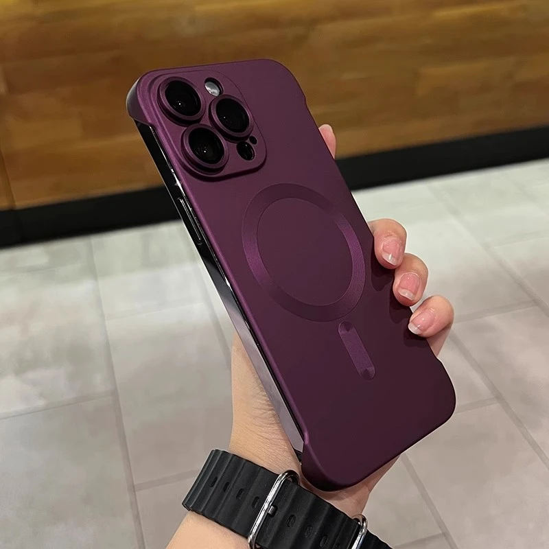 高级感magsafe磁吸无边框iPhone15pro手机壳苹果14超薄高级感创意