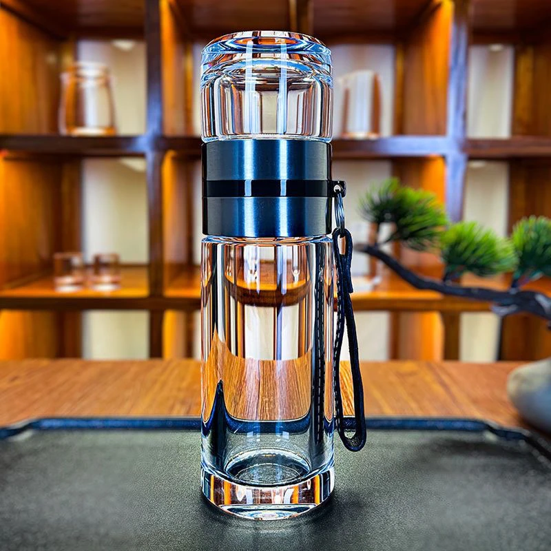 东海原石打磨带提绳茶水分离便携密封泡茶水杯车载办公茶杯