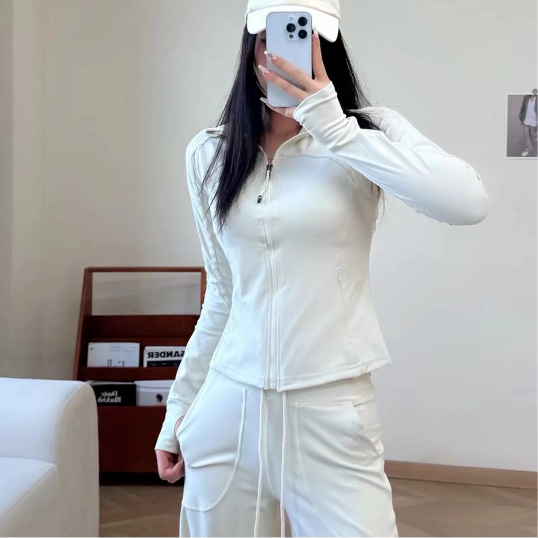 瑜伽服显瘦长袖时尚休闲连帽速干弹力运动【美美私服】