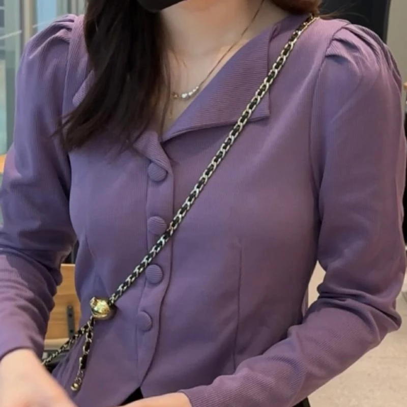 法式小香风别致漂亮衬衫女秋冬季新款高级感洋气修身气质短款上衣