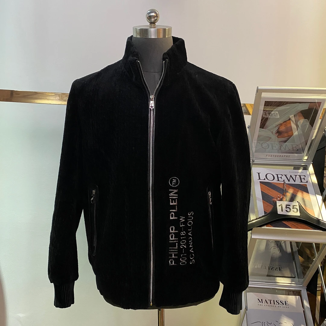 【yj-8155】新款羊剪绒男刺绣毛潮羊毛大衣一体帅气休闲男外套长款