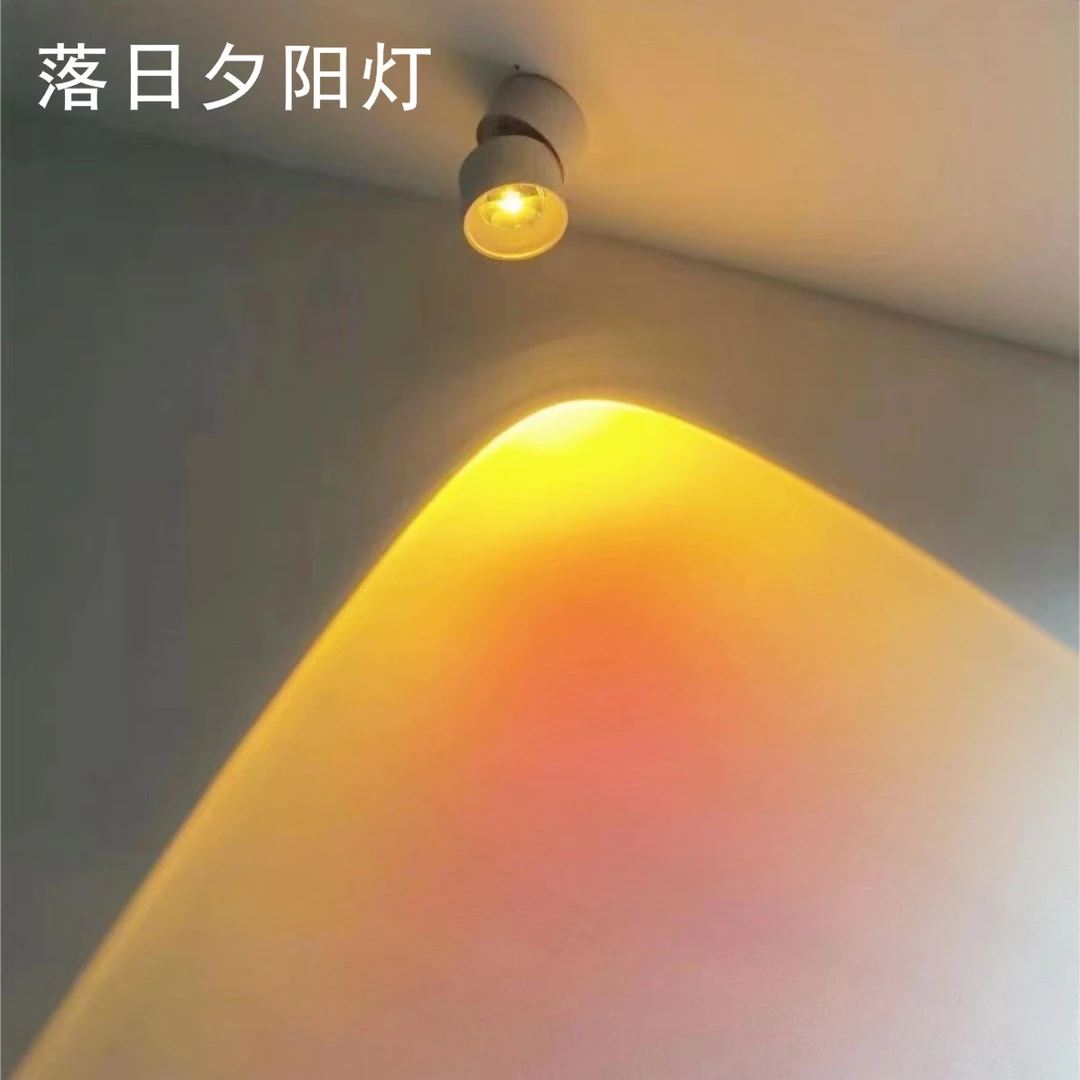 落日夕阳灯网红拍照无线客厅走廊玄关背景墙氛围灯明装射灯创意