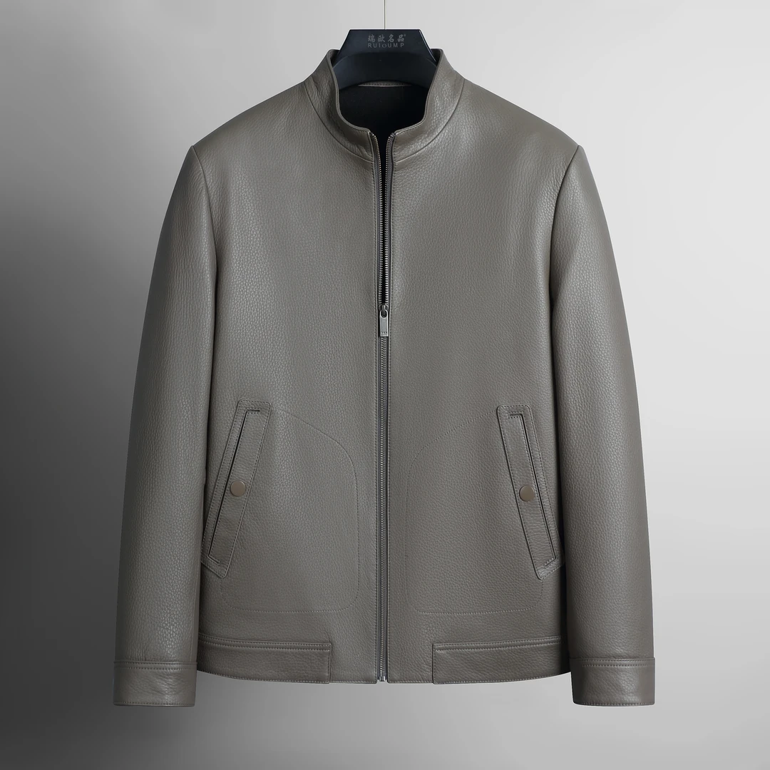 RUIOUMP/瑞欧名品海宁男士皮衣新西兰进口鹿皮立领商务休闲春秋款