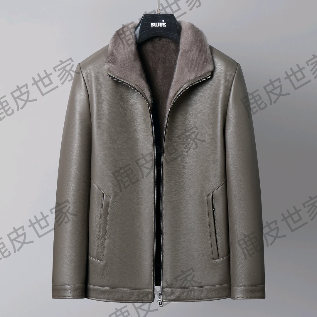 新西兰鹿皮灰貂商务夹克