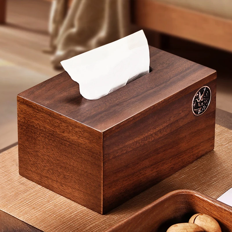 新中式高档纸巾盒客厅家用餐厅纸抽盒遥控器收纳盒桌面木质抽纸盒