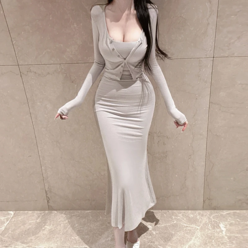 纯欲风夏季新款时尚套装修身性感女人味吊带连衣女生韩系ins衣服
