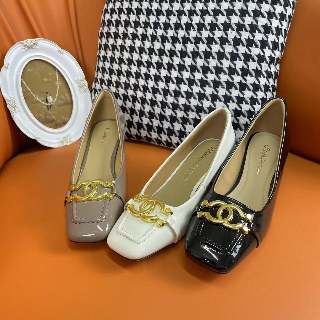 GXRI’JI/共享日记时尚百搭气质真皮女鞋法式软底漆皮浅口跟鞋