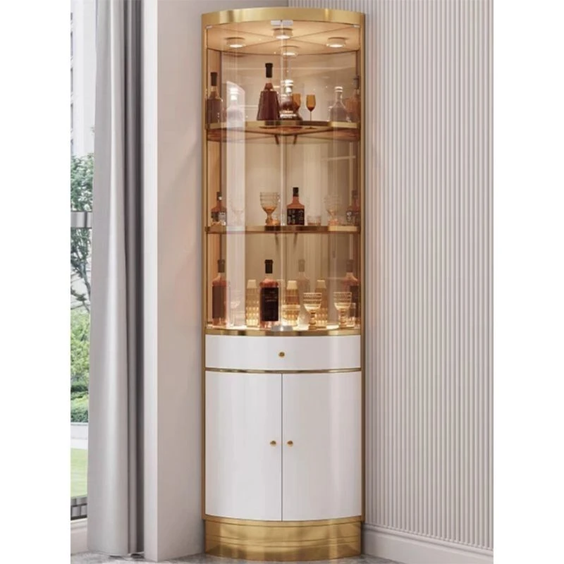 碧桂园轻奢玻璃酒柜现代转角红酒柜客厅置物架扇形靠墙角柜三角柜