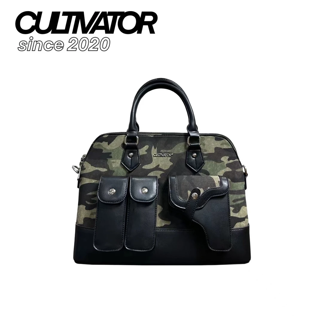 CULTIVATOR原创小众欧美时尚潮流拼接迷彩手提斜挎托特包贝壳包新