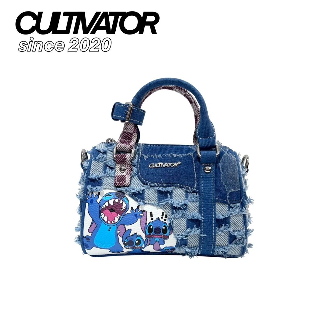 CULTIVATOR原创小众休闲史迪仔牛仔破洞拼接斜挎手提枕头包时尚新