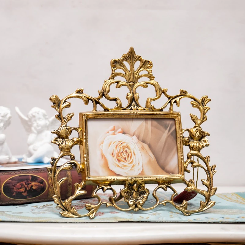 欧式法式复古进口全铜重工雕刻横版索罗亚相框小6寸