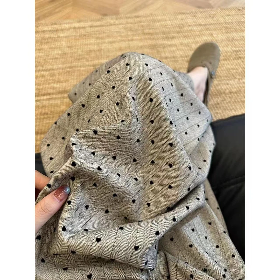 徐秋阳 爱心阔腿裤  百搭时尚休闲设计感显瘦显白休闲裤-