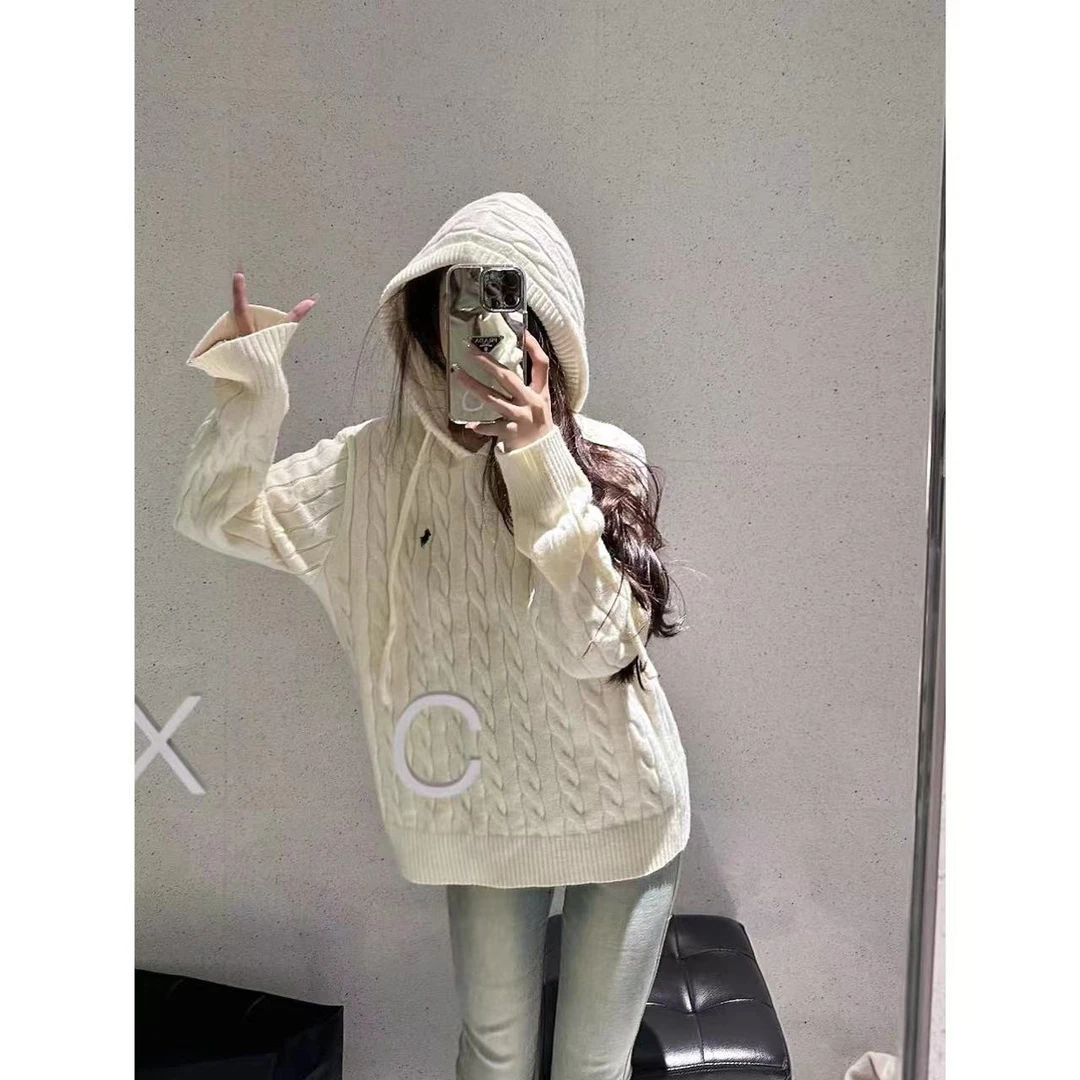 徐秋阳 连帽小马  针织宽松慵懒风韩版秋冬连帽显瘦百搭毛衣YM008