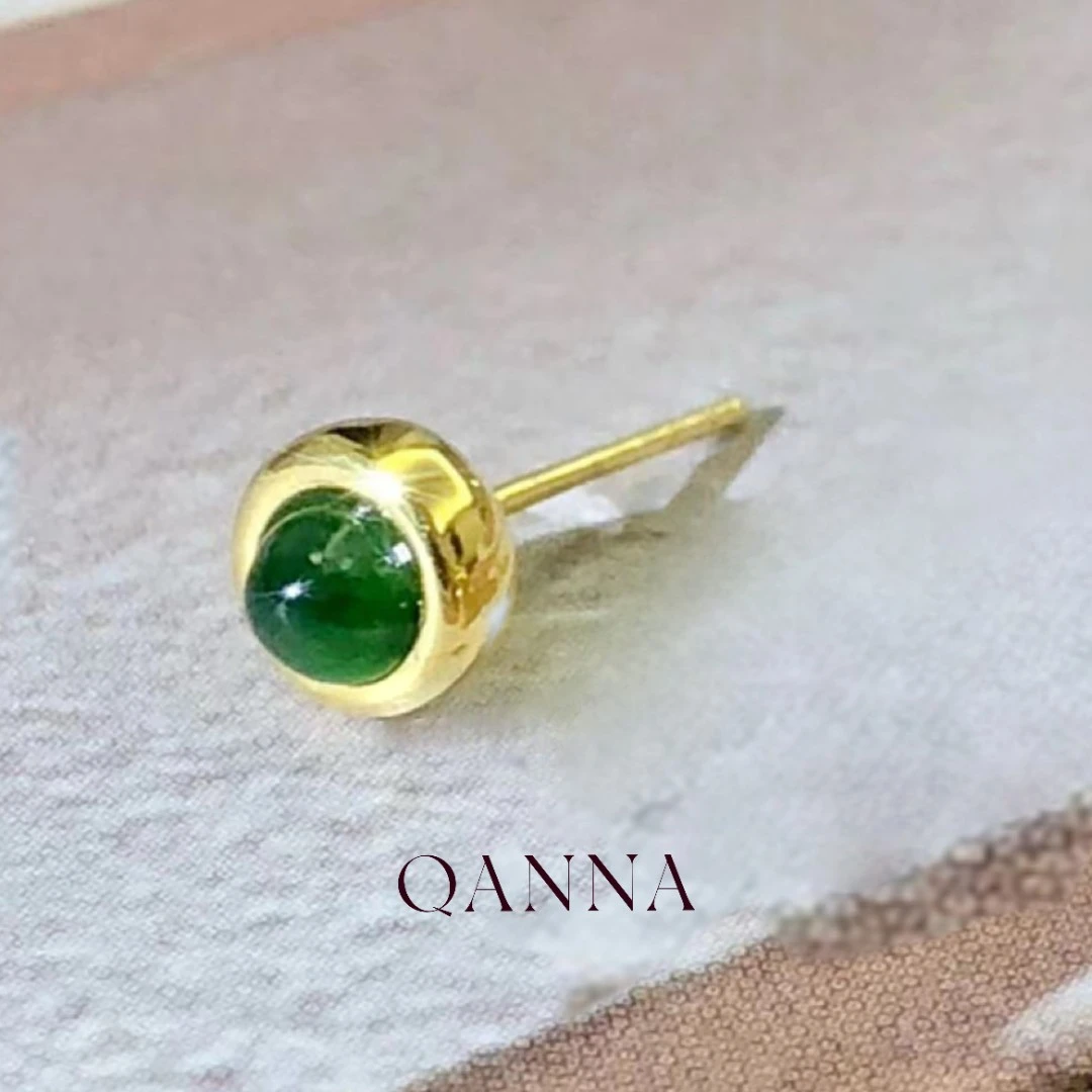 QANNA【福利】18K金一只豆豆翡翠耳钉（要一对拍两次哦）