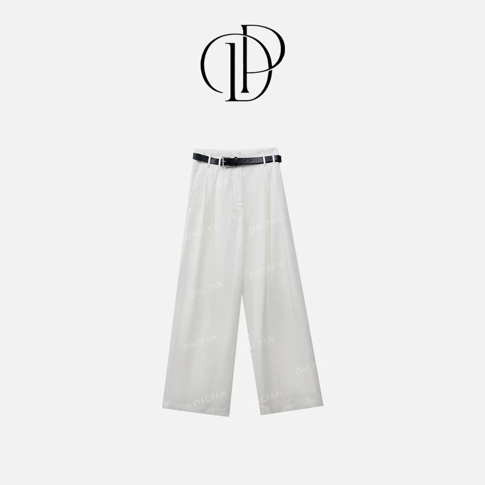 DACPAN-“去繁就简”100%亚麻肌理感纯白阔腿裤  2024/盼•PP 7367