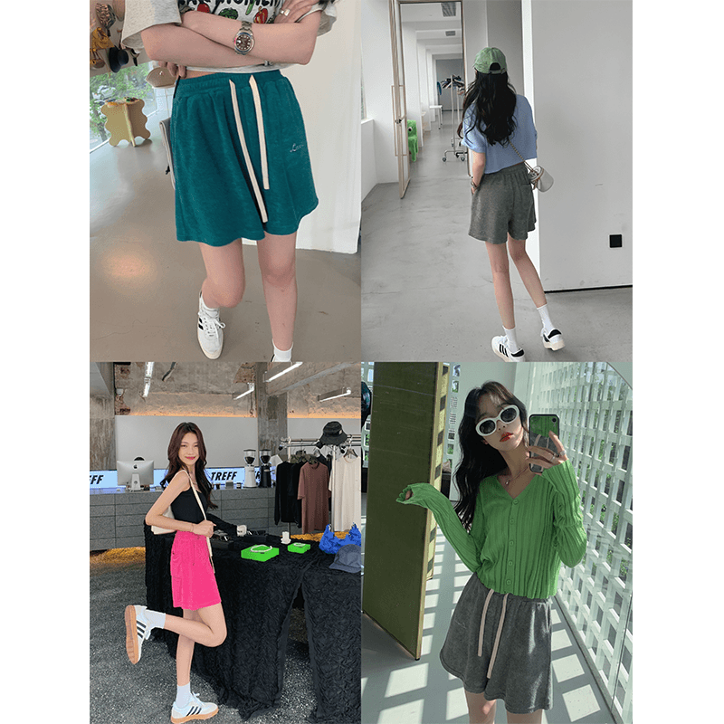 张贝贝ibell设计感高腰显瘦抽绳阔腿裤女夏舒适百搭长/短款休闲裤