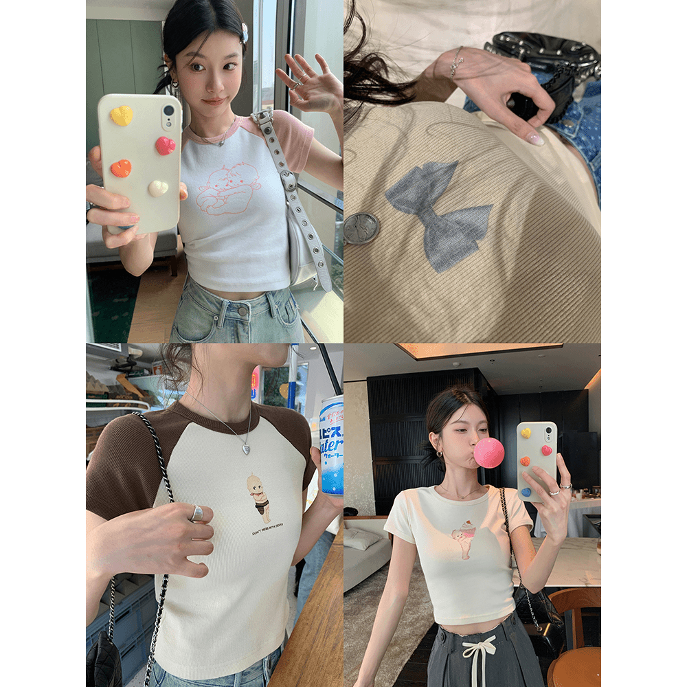 张贝贝ibell设计感显瘦圆领短袖女 精梳棉 夏季薄款百搭T恤合集