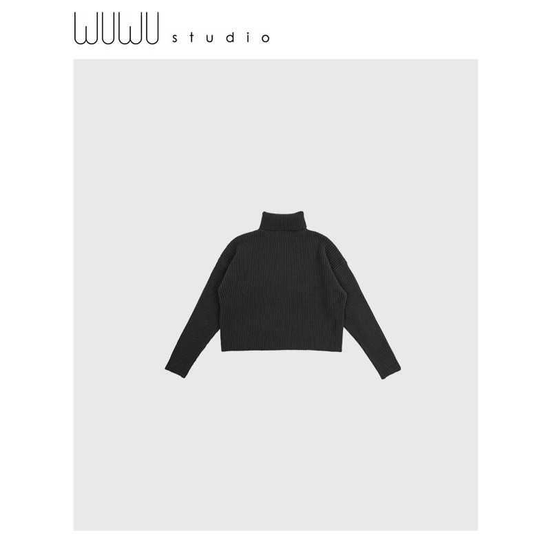 WUWU STUDIO【王菲】高领经典极简毛衣针织衫韩版温柔套头长袖6206