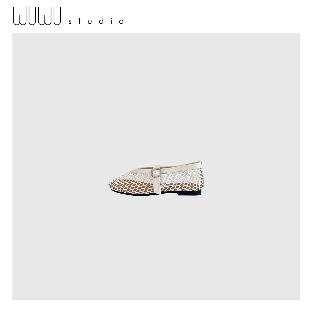 WUWU STUDIO【仲夏】夏季清凉镂空渔网钩编懒人平底单鞋6397