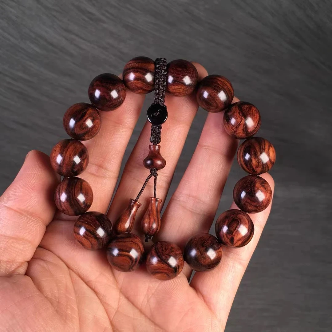 海南黄花梨1.5*15颗单圈紫油梨