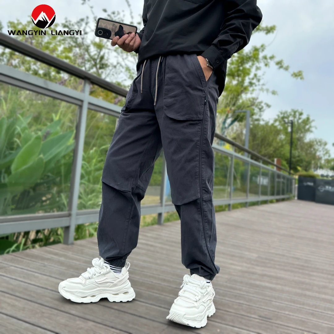 秋冬季新款复古束脚裤男士百搭纯色休闲裤设计立体剪剪裁工装长裤