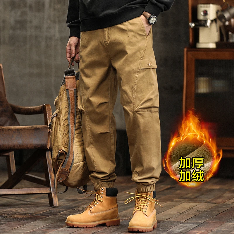 【旺银良衣】多口袋复古休闲加厚/加绒工装裤男士百搭户外宽松长裤