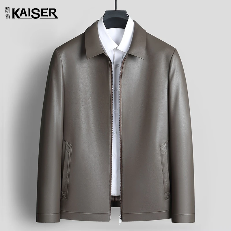 KAISER/凯撒 男士绵羊皮商务休闲翻领夹克春秋真皮皮衣 17A2312