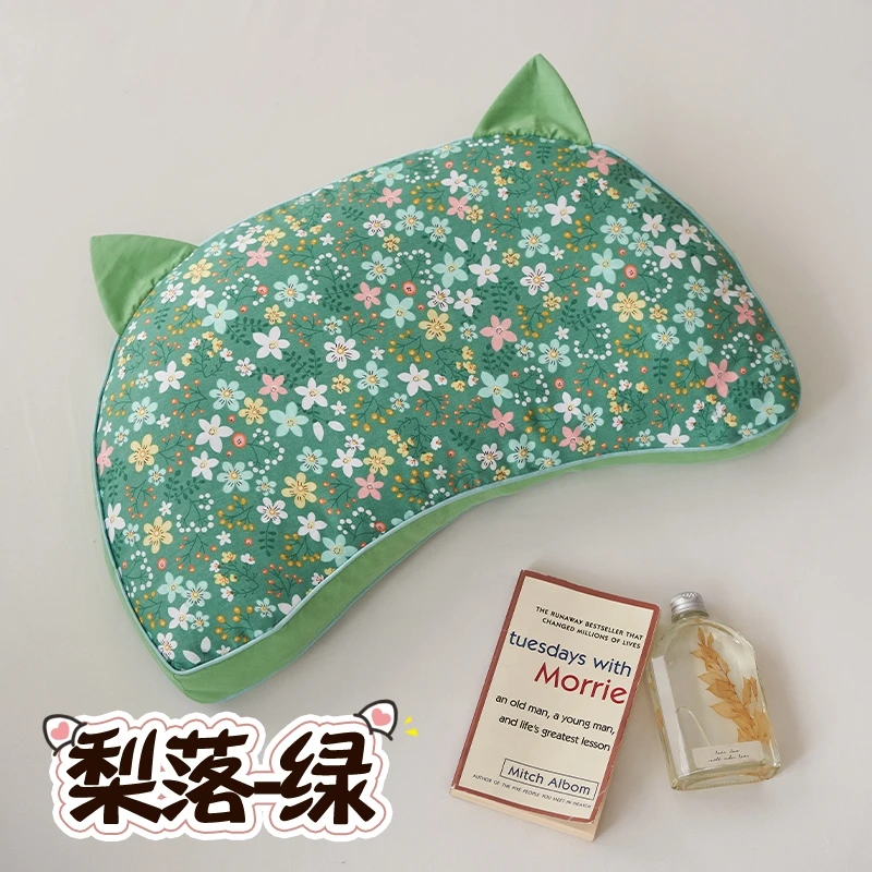 猫耳朵韩式全棉猫耳枕荞麦枕枕头枕芯通用透气纯棉单人护颈可拆卸