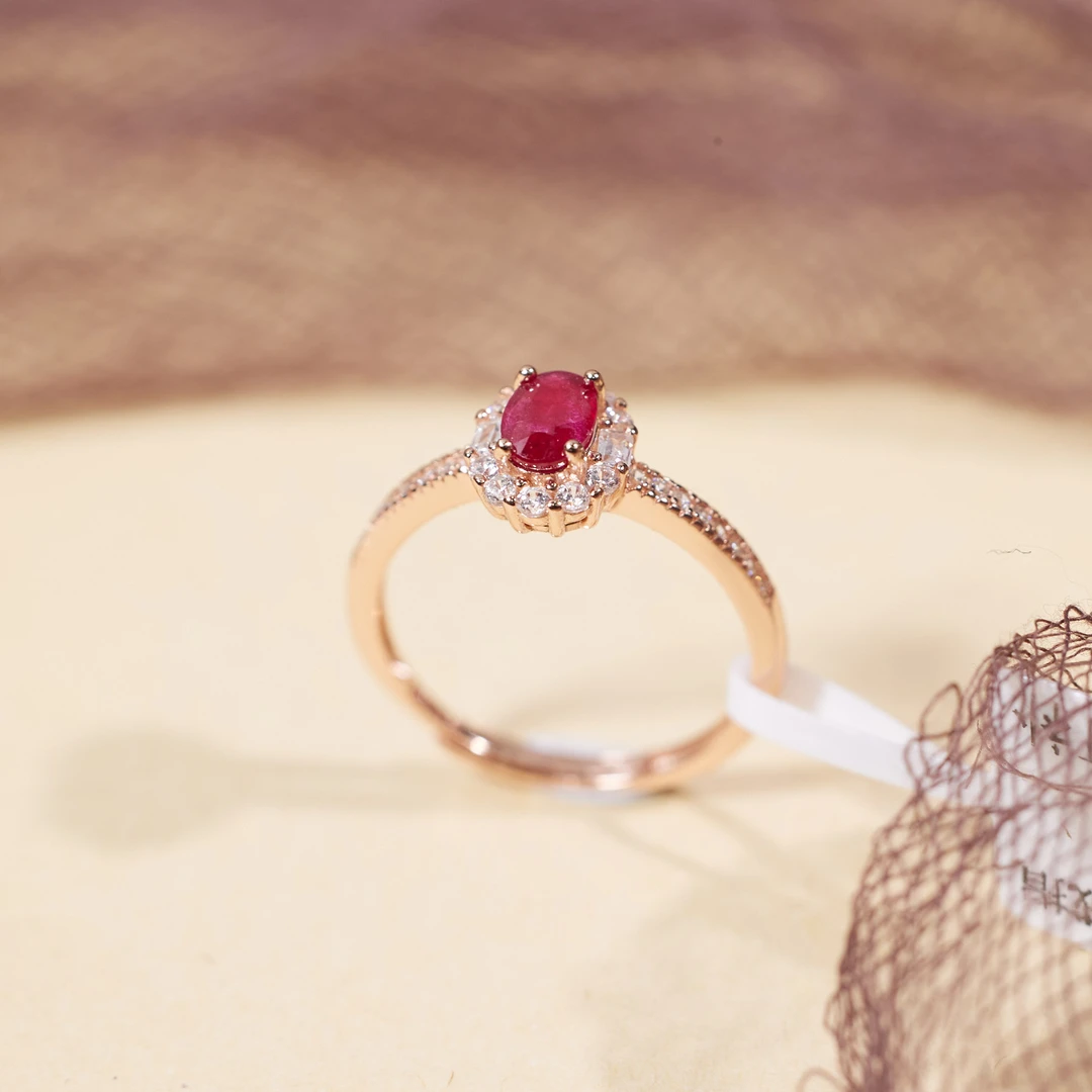 玉峰珠宝丨安娜【P4999】红宝石戒指*S925银镶嵌