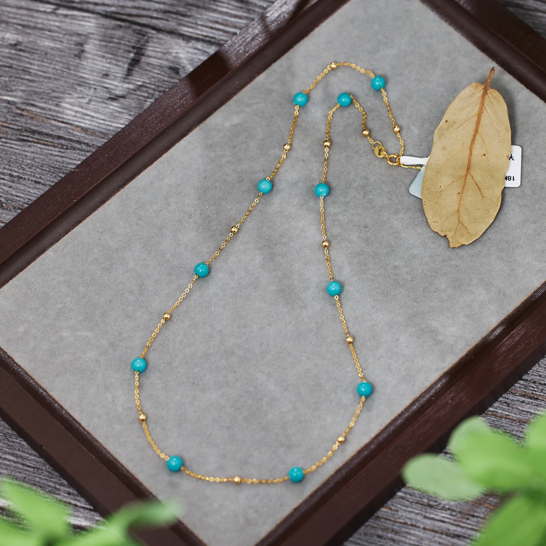 【玉峰珠宝丨安娜严选】绿松石项链18K金美松卡4【W3848】多样性发一