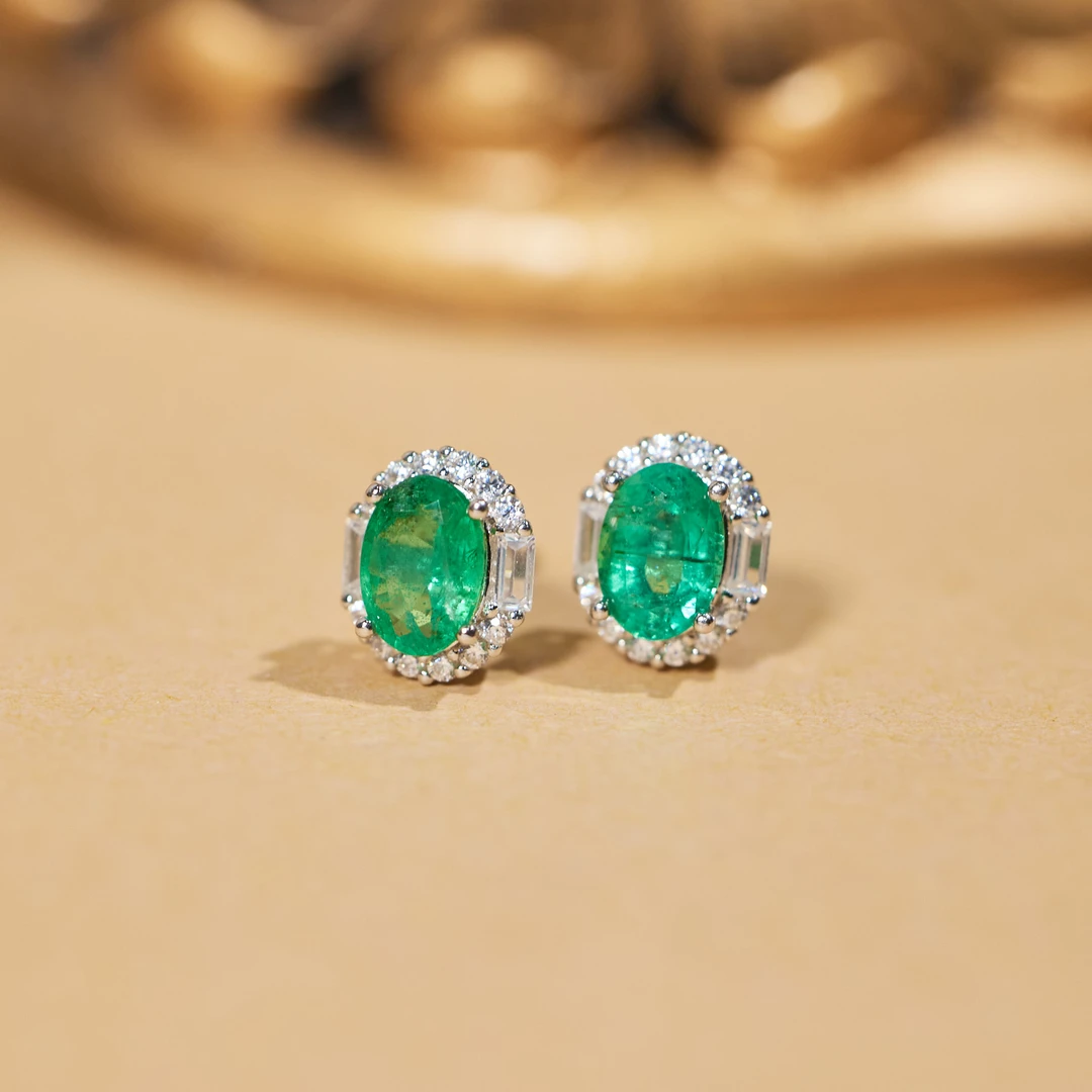 【玉峰珠宝丨安娜严选】祖母绿耳饰S925银【W5496】多样性发一