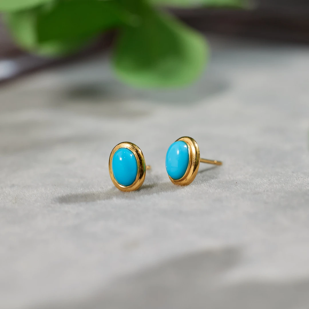 【玉峰珠宝丨安娜严选】绿松石耳饰18K金美松【N2221】多样性发一